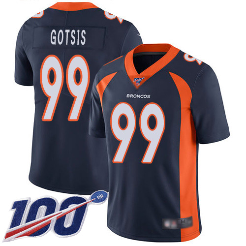 Men Denver Broncos #99 Adam Gotsis Navy Blue Alternate Vapor Untouchable Limited Player 100th Season Football NFL Jersey->denver broncos->NFL Jersey